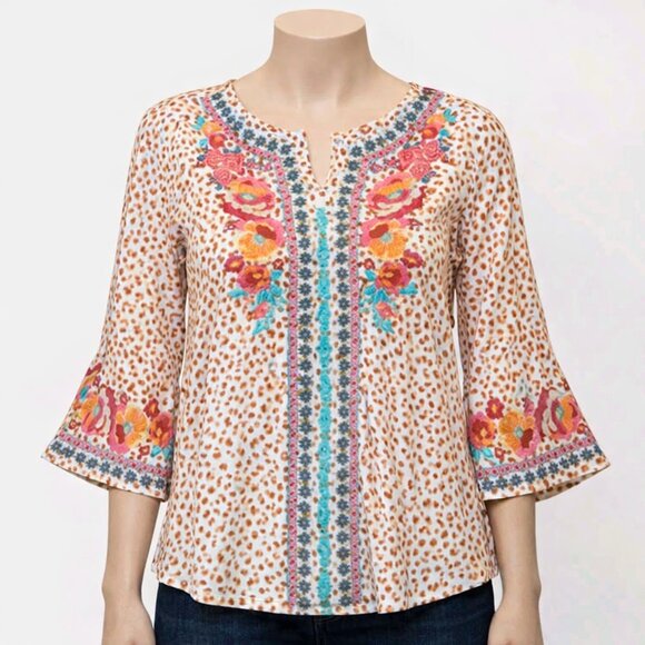 Savanna Jane Tops - Savanna Jane Top Womens Small Floral Embroidered Boho Cottagecore